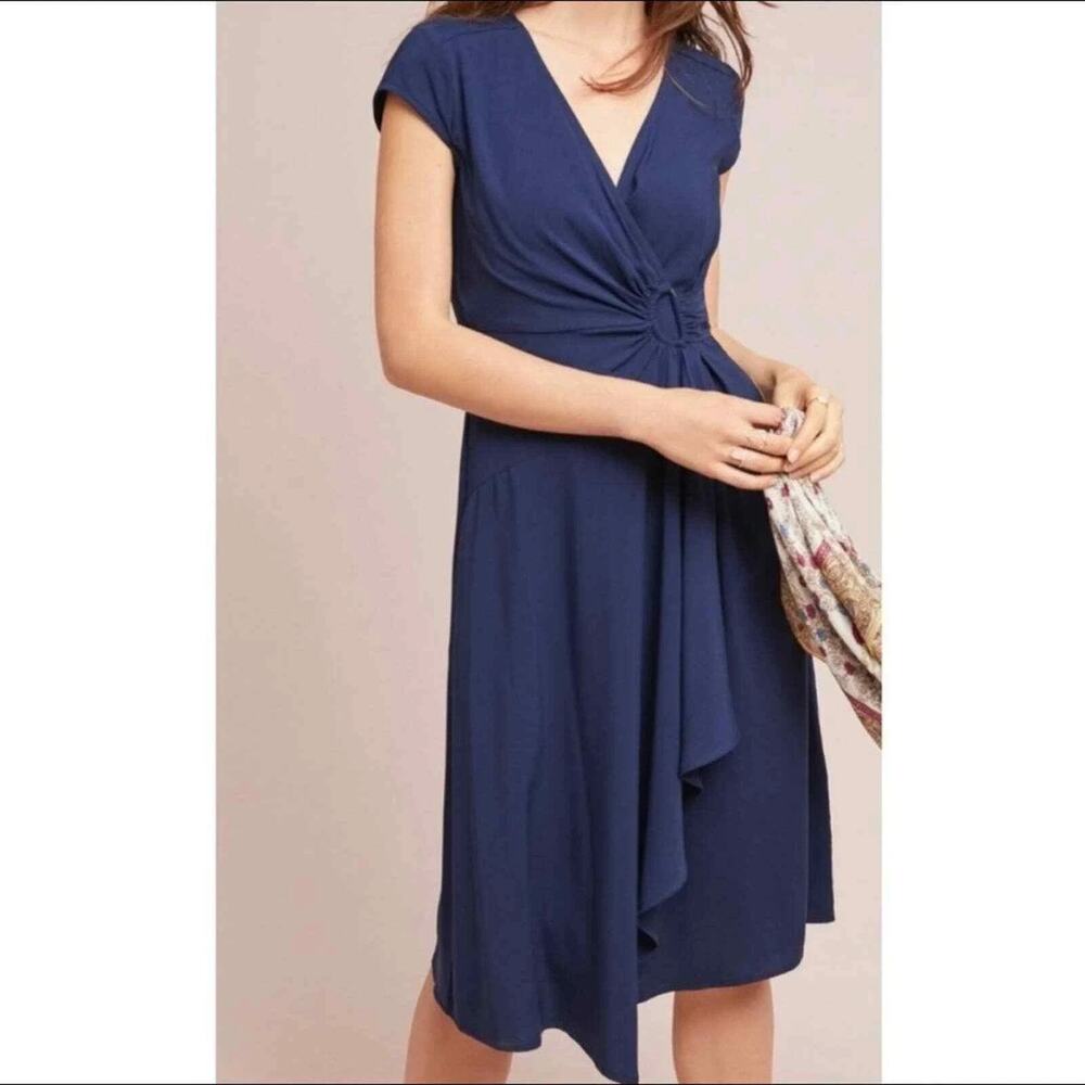 Maeve Anthropologie Rayna faux Wrap Dress boho Y2K Blue Size 2 A010018